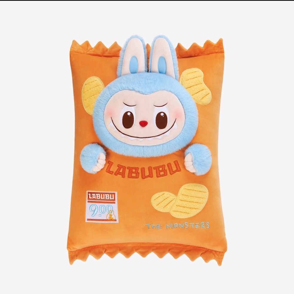 NEW in bag sold out Pop Mart Labubu 3d Chips pillow 🧡💛💙 cozy Wacky Mart